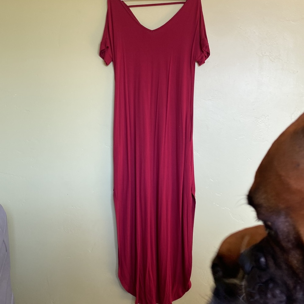 Burgundy Maxi Cotton Dress